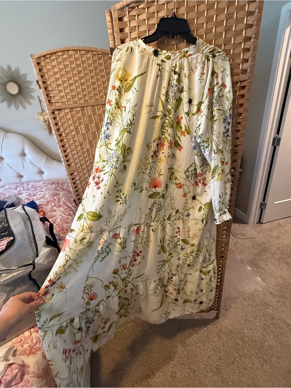 H&M Cream Maxi Dress with Green & Pink Floral Print - Picture 5 of 8